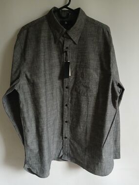 Banana Republic Gray  Unique Button-Down Casual Shirt SzL 100% Cotton